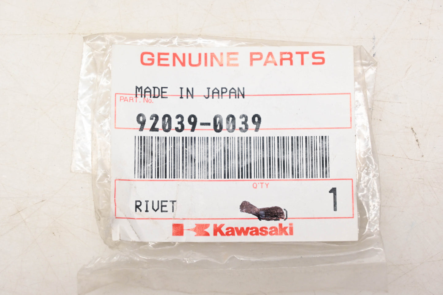 New OEM Kawasaki 92039-0039 Blind Rivet NOS