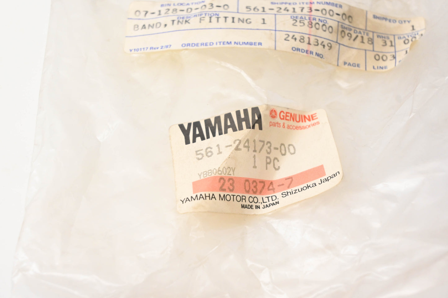 New OEM Yamaha 561-24173-00-00 Fuel Tank Band NOS