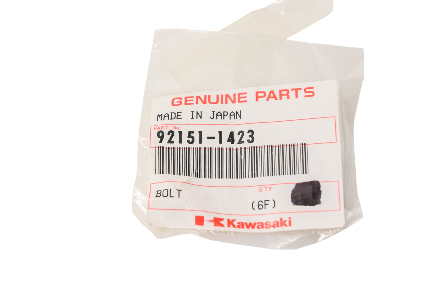 New OEM Kawasaki 92151-1423 6MM Flange Bolts Qty 2 NOS