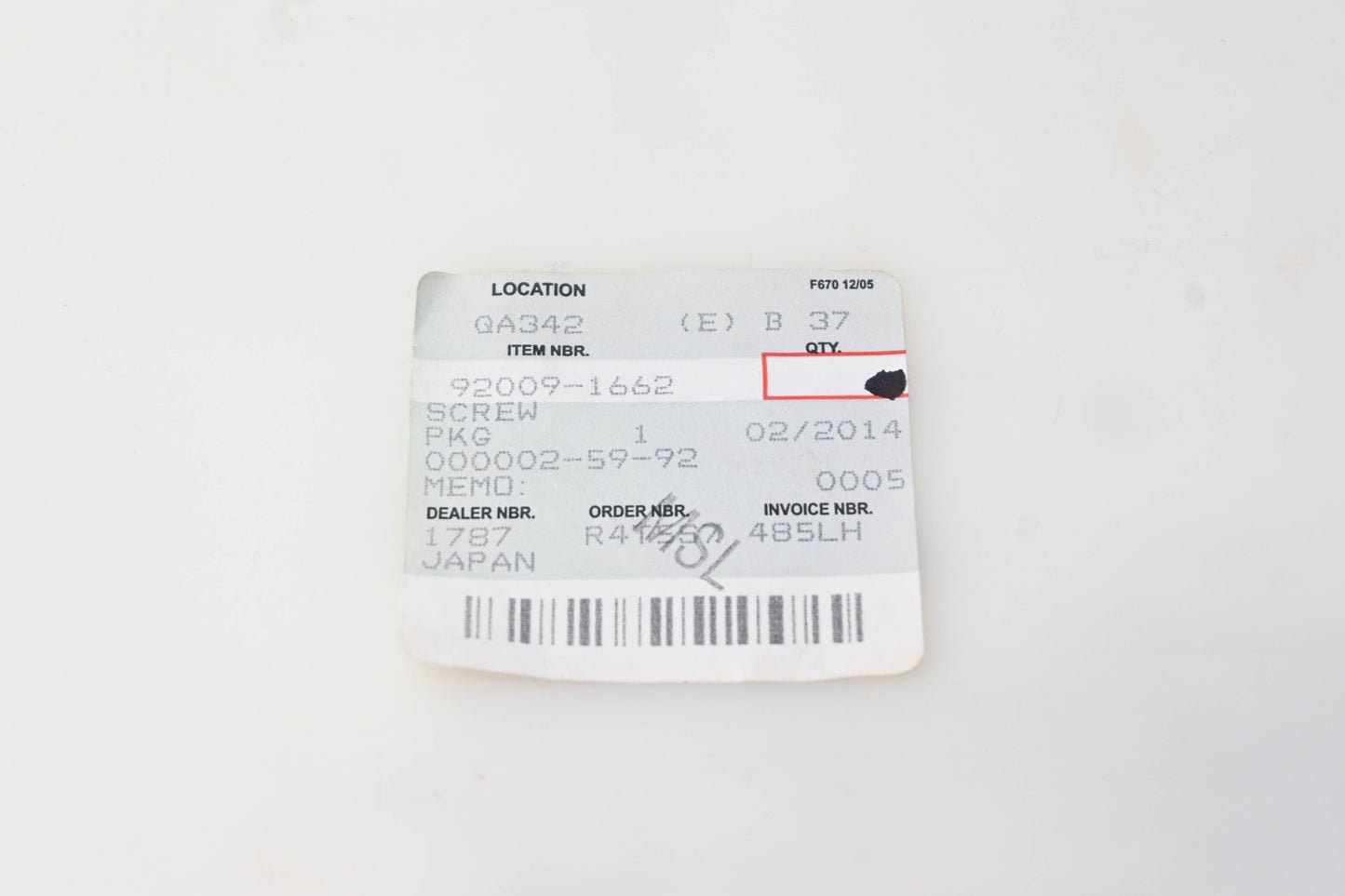 New OEM Kawasaki 92009-1662 Screw NOS