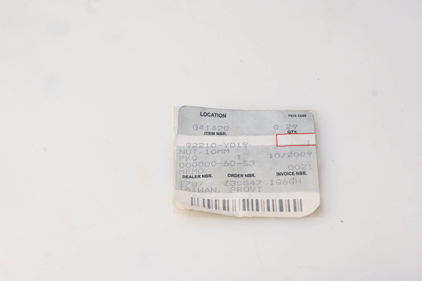 New OEM Kawasaki 92210-Y019 10mm Nut NOS
