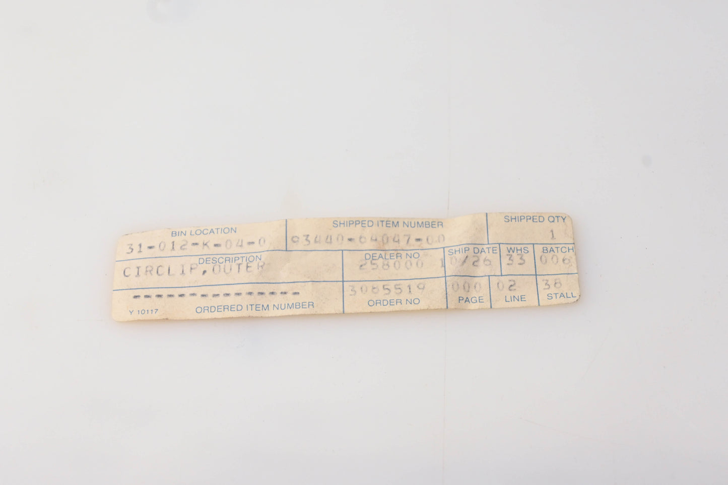 New OEM Yamaha 93440-64047-00 Outer Circlip NOS