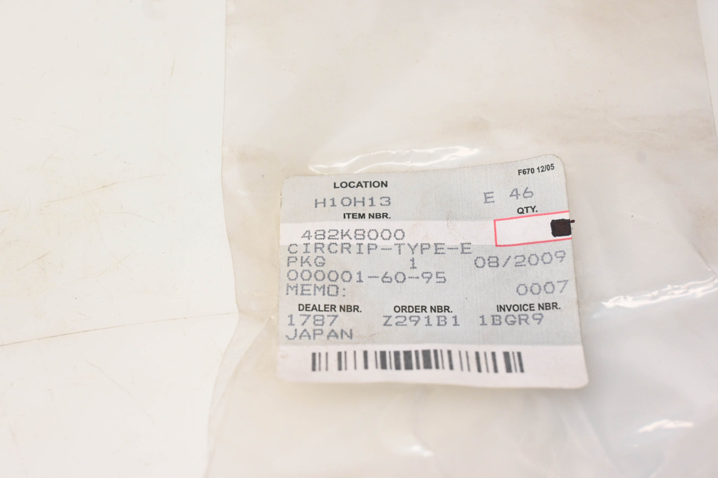 New OEM Kawasaki 482K8000 Type E Circlip NOS