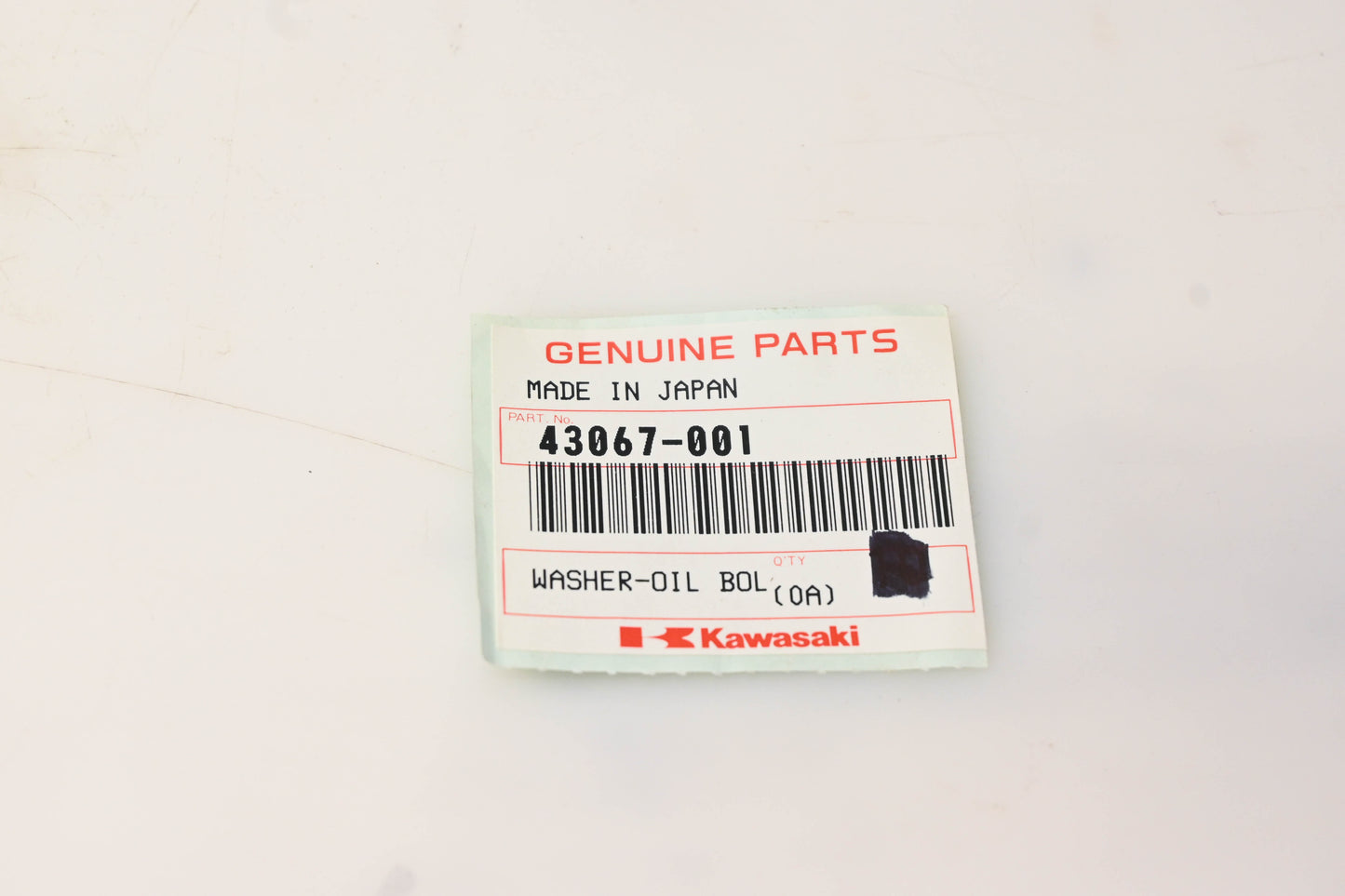 New OEM Kawasaki 43067-001 Oil Bolt Washer NOS