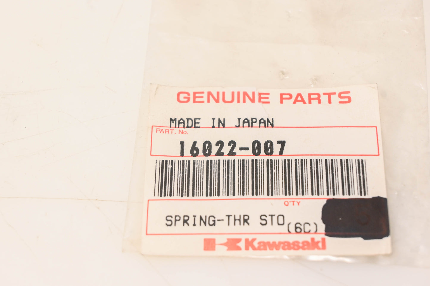 New OEM Kawasaki 16022-007 Throttle Stop Screw Spring NOS
