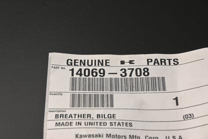 New OEM Kawasaki 14069-3708 Bilge Breather NOS