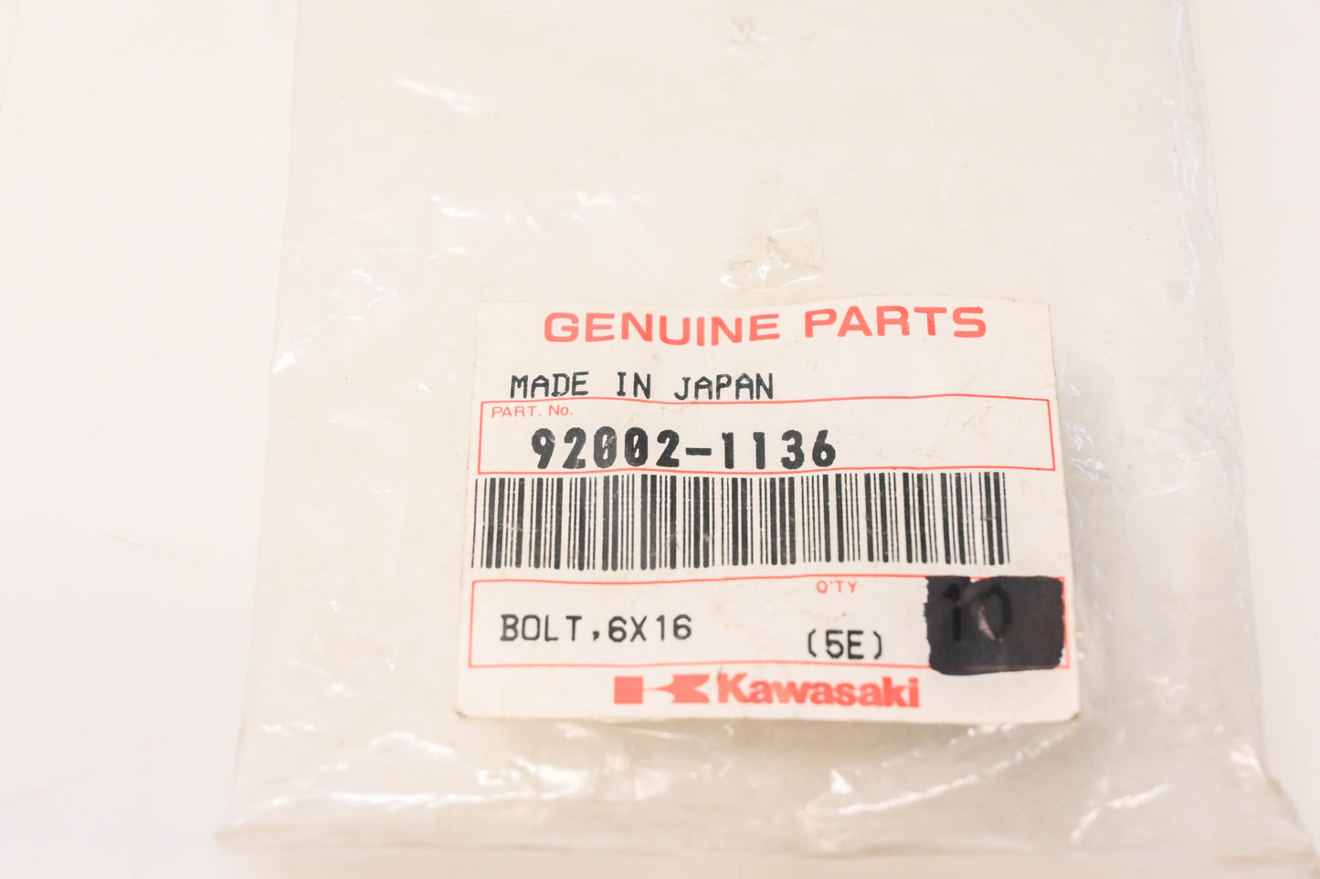 New OEM Kawasaki 92002-1136 Bolt With Washer NOS