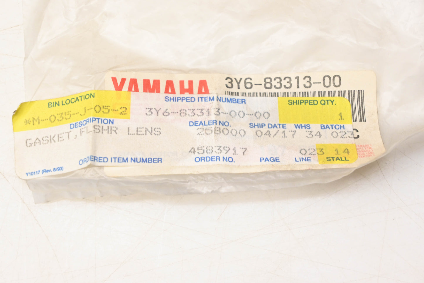 New OEM Yamaha 3Y6-83313-00-00 Flasher Lens Gasket NOS
