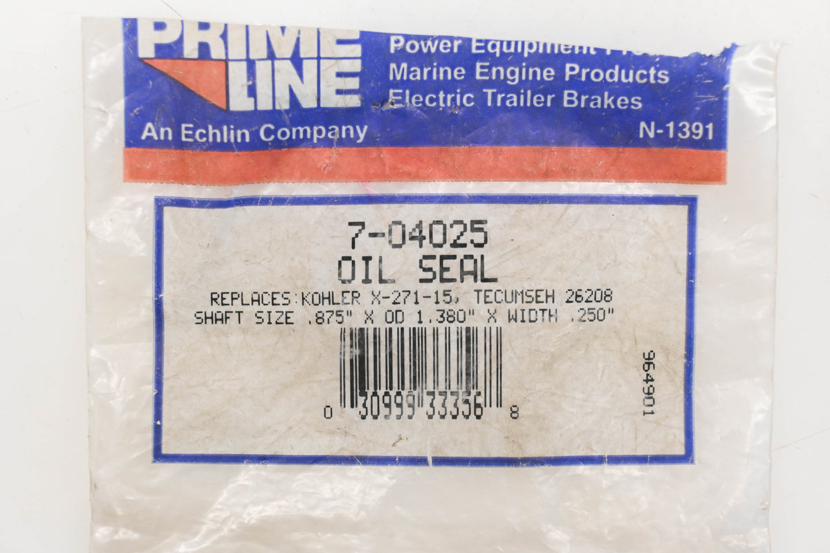 Prime Line 7-04025, X-271-15, 26208 7/8" x 1-3/8" x 1/4" Oil Seal NOS