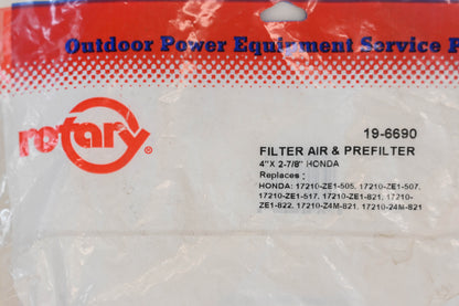 Rotary 19-6690, 17210-ZE1-505 4" x 2-7/8" Air Filter Kit NOS