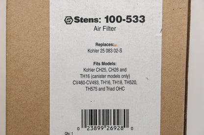 Stens 100-533, 25 083 02-S, 19-11842 Air Filter NOS