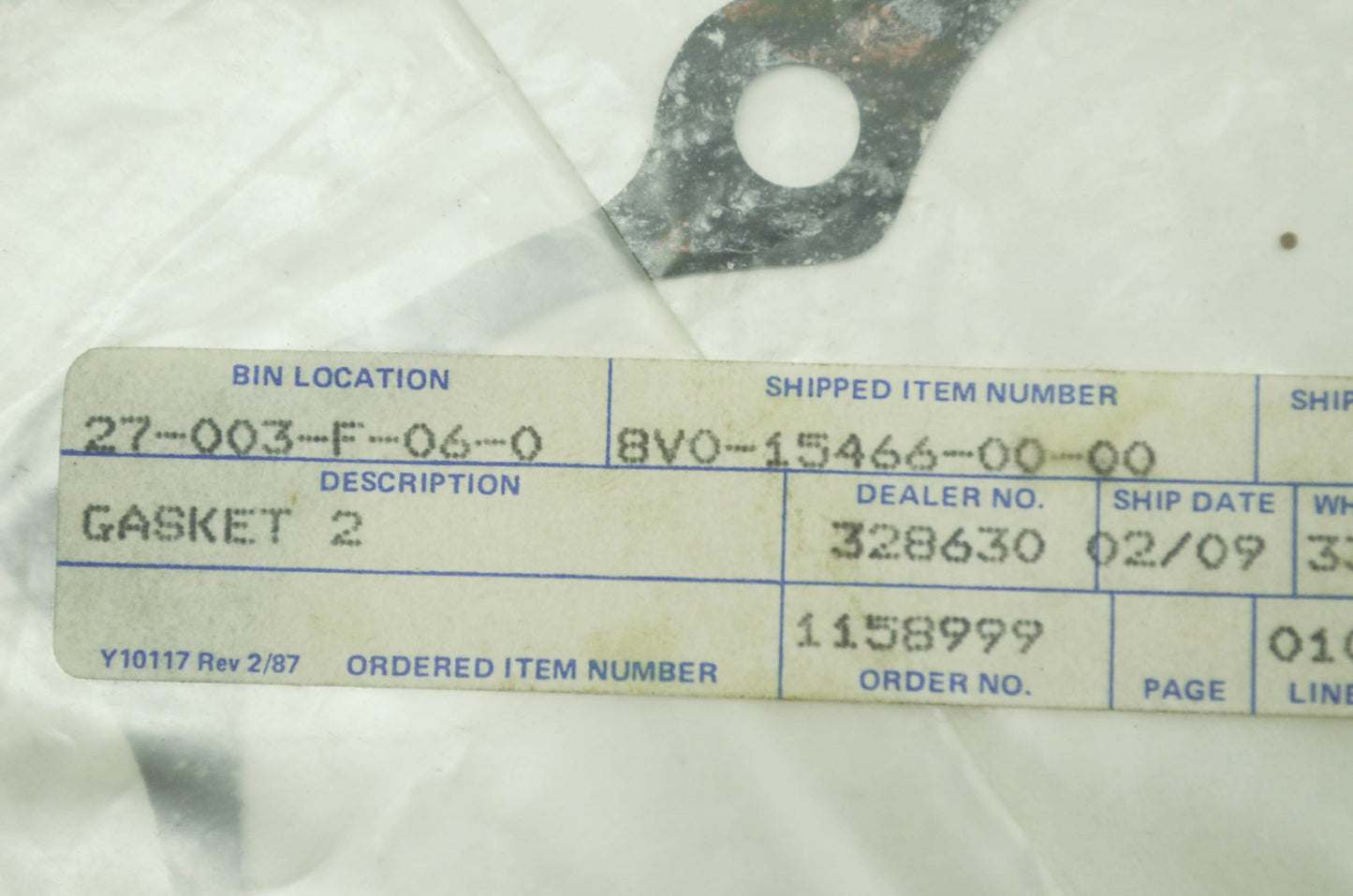 OEM Yamaha 8V0-15466-00-00 Gasket 2 NOS