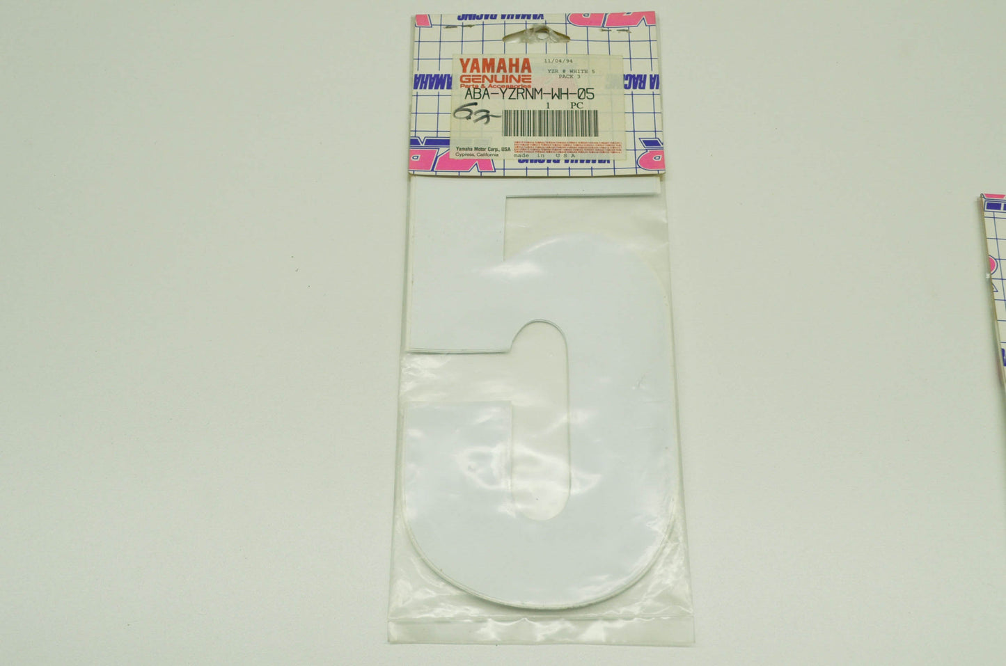 NEW OEM Yamaha YZR #5 Number Decal White NOS