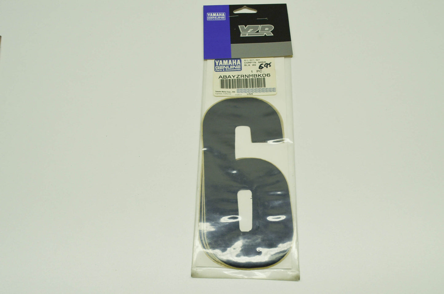 NEW OEM Yamaha YZR #6 Number Decal Black NOS