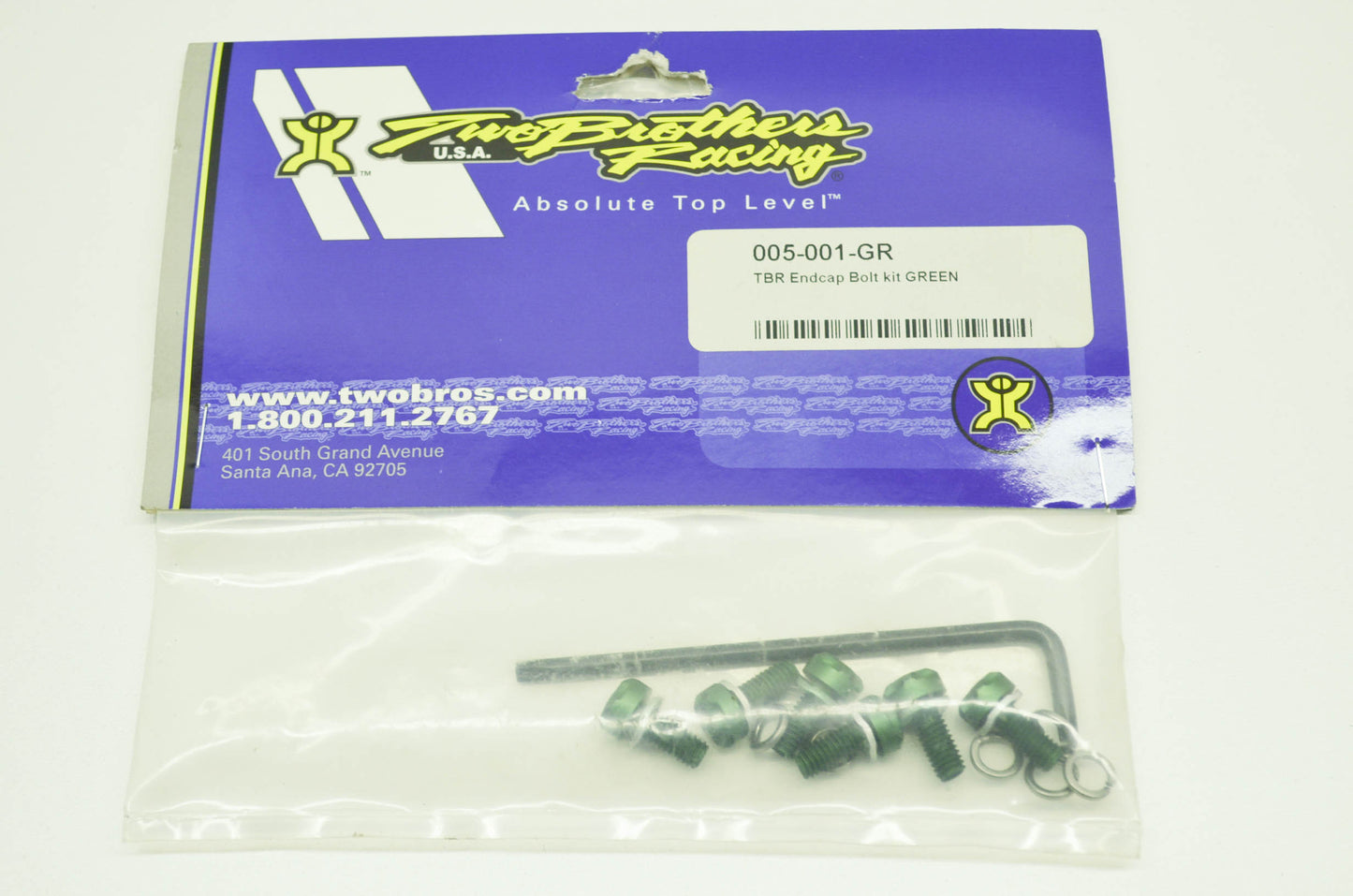 Racing Endcap Bolt Kit Green M-Series Qty 6 NOS