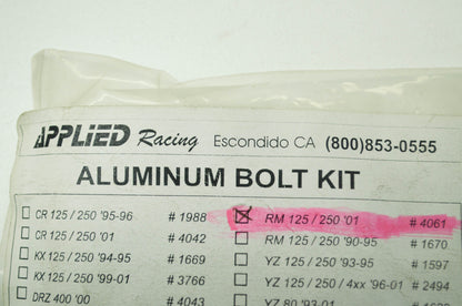 NEW Applied Racing Aluminum Bolt Kit 00-02 RM 125 250 NOS