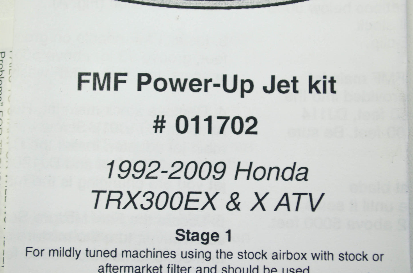 NEW FMF Power-Up Jet Kit 1992-2009 TRX300EX NOS
