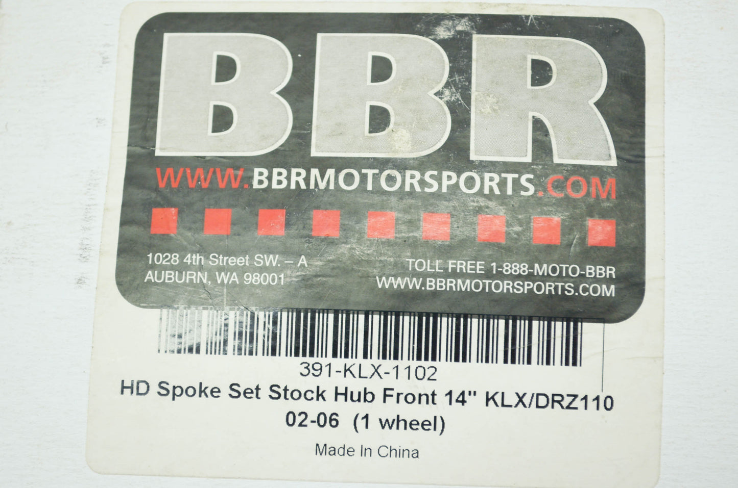 NEW BBR Wheel Spoke Kit 14' 02-06 KLX110 DR-Z110 NOS