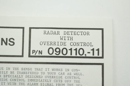 NEW Markland Radar Detector with Override NOS