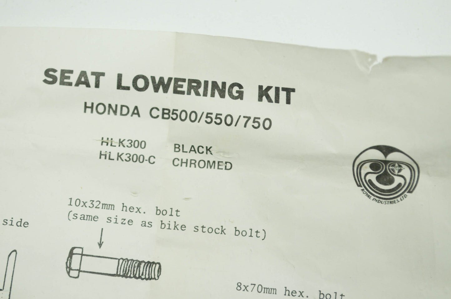 NEW Royal Industries Seat Lowering Kit Honda CB 500 550 750 NOS