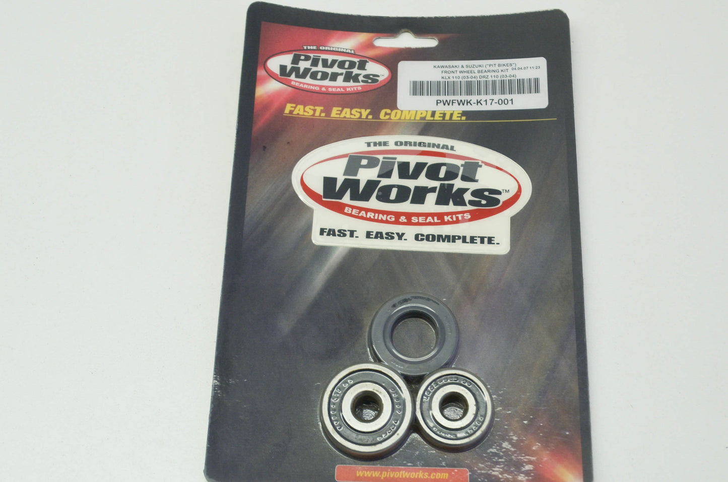 NEW Pivot Works Front Wheel Bearing Kit 03-04 KLX110 DRZ110 Suzuki Kawasaki NOS