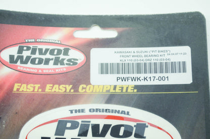 NEW Pivot Works Front Wheel Bearing Kit 03-04 KLX110 DRZ110 Suzuki Kawasaki NOS