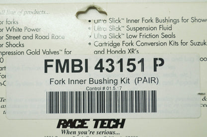 NEW Race Tech Inner Fork Bushing Kit 87-89 Honda CR125R NOS
