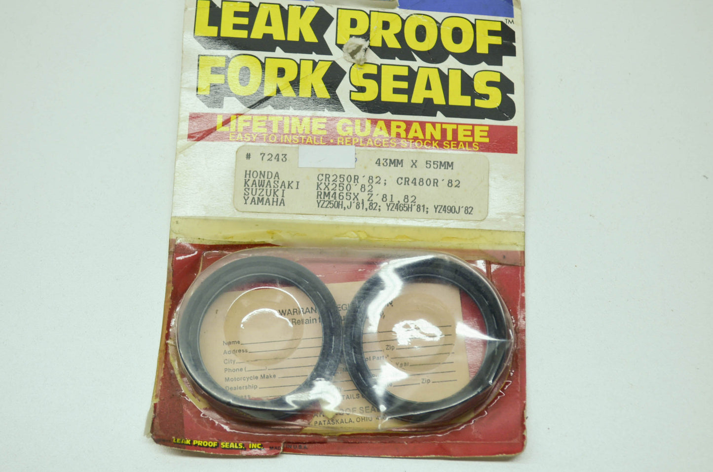 Leak Proof Seals 7243 Fork Seal Kit Honda Kawasaki 1982 CR KX 250 480 NOS