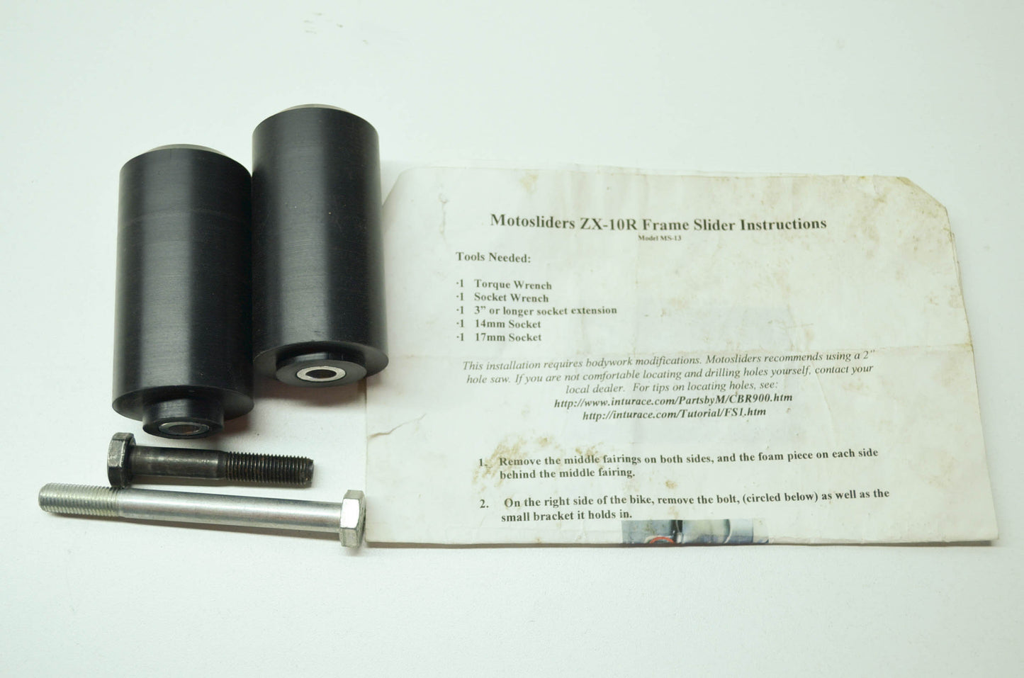 NEW Motosliders Kawasaki ZX-10R Frame Sliders NOS