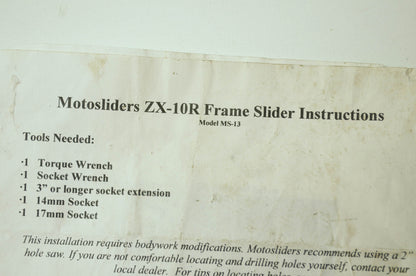 NEW Motosliders Kawasaki ZX-10R Frame Sliders NOS