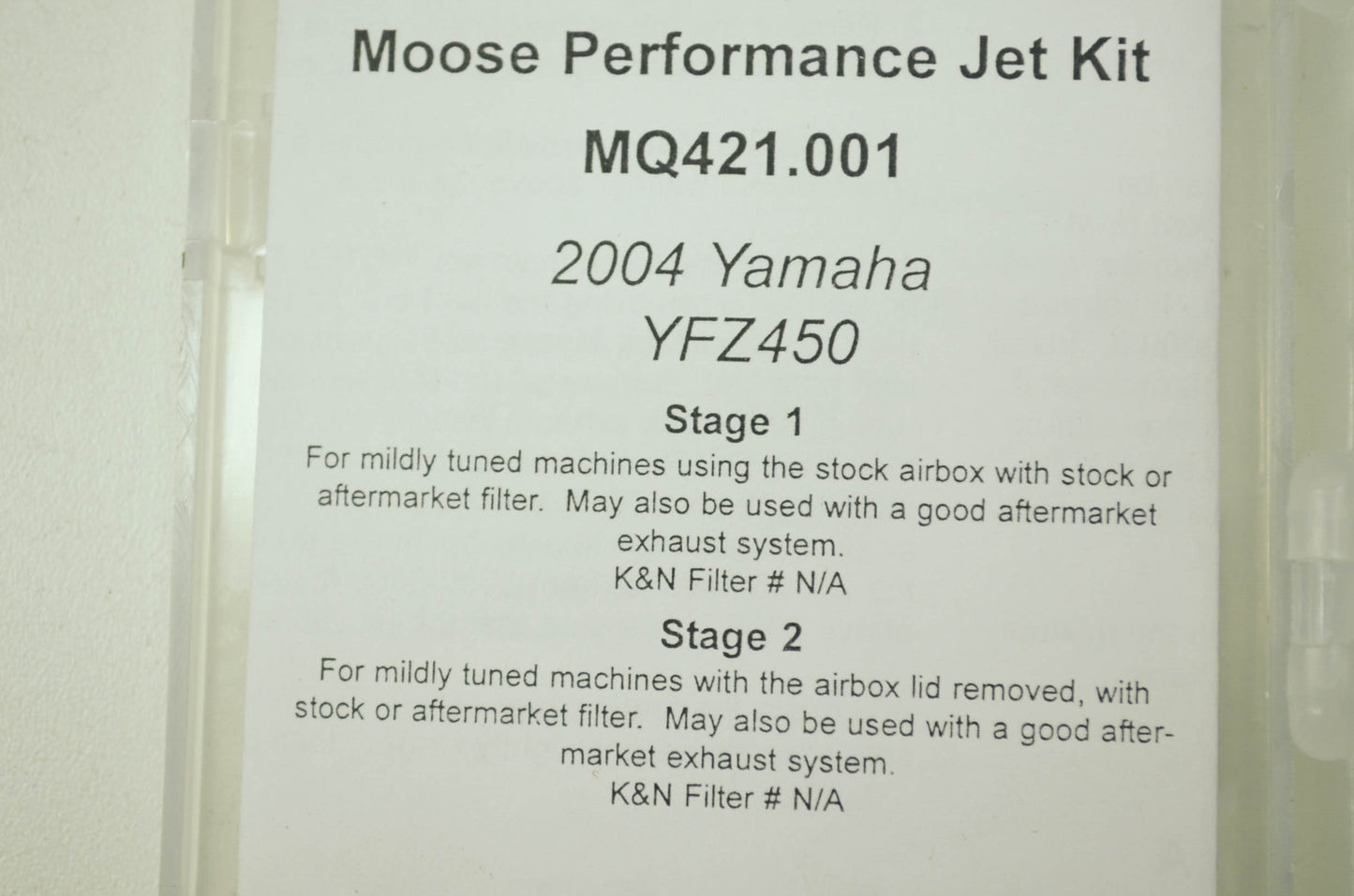 NEW Dyno Jet Jet Kit 2004 YFZ450 NOS