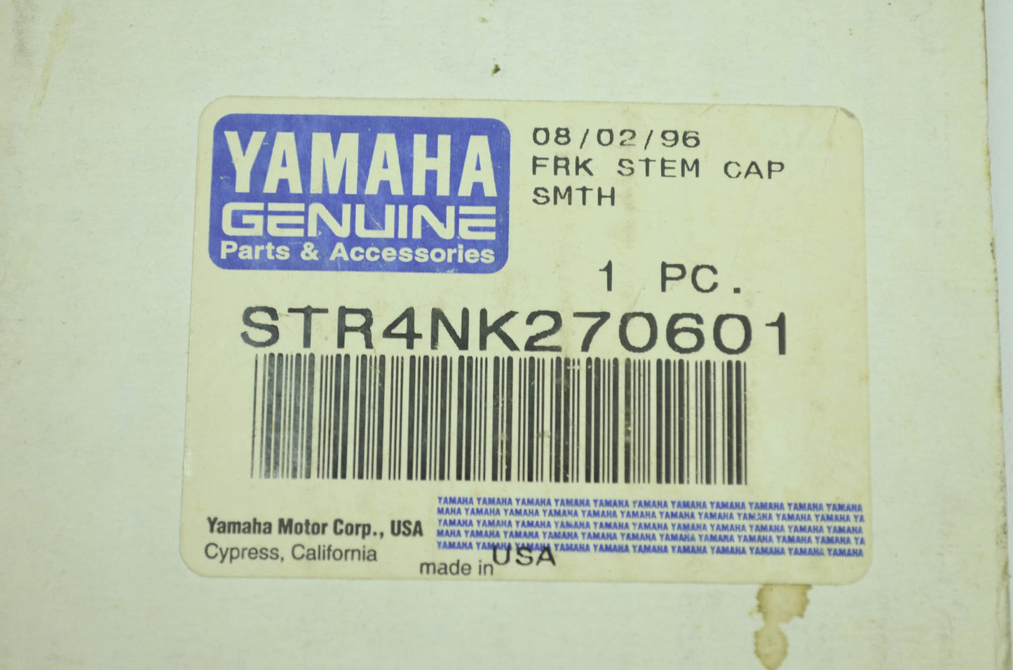 NEW OEM Yamaha Fork Stem Cap Nut Cover NOS
