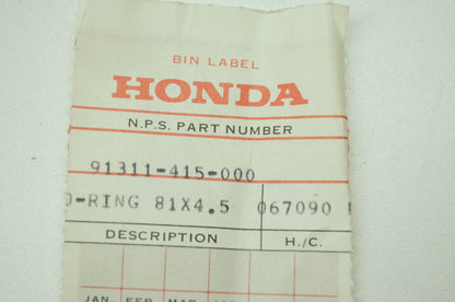 OEM Honda 91311-415-000 O-Ring (81X4.5) NOS