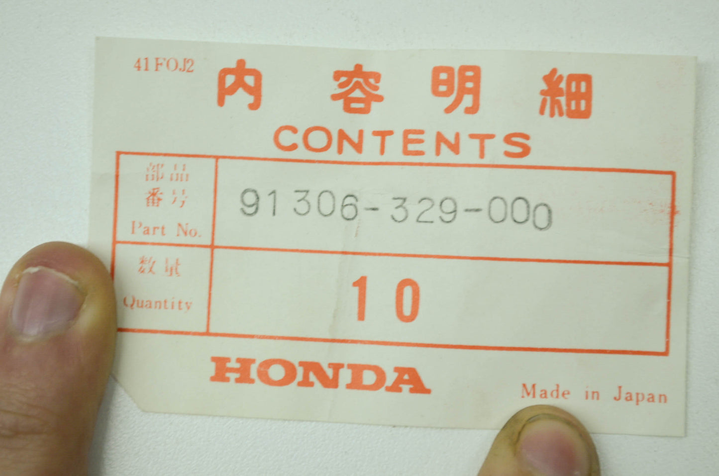 OEM Honda 91306-329-000 O-Ring (16X1.9) Qty 2 NOS