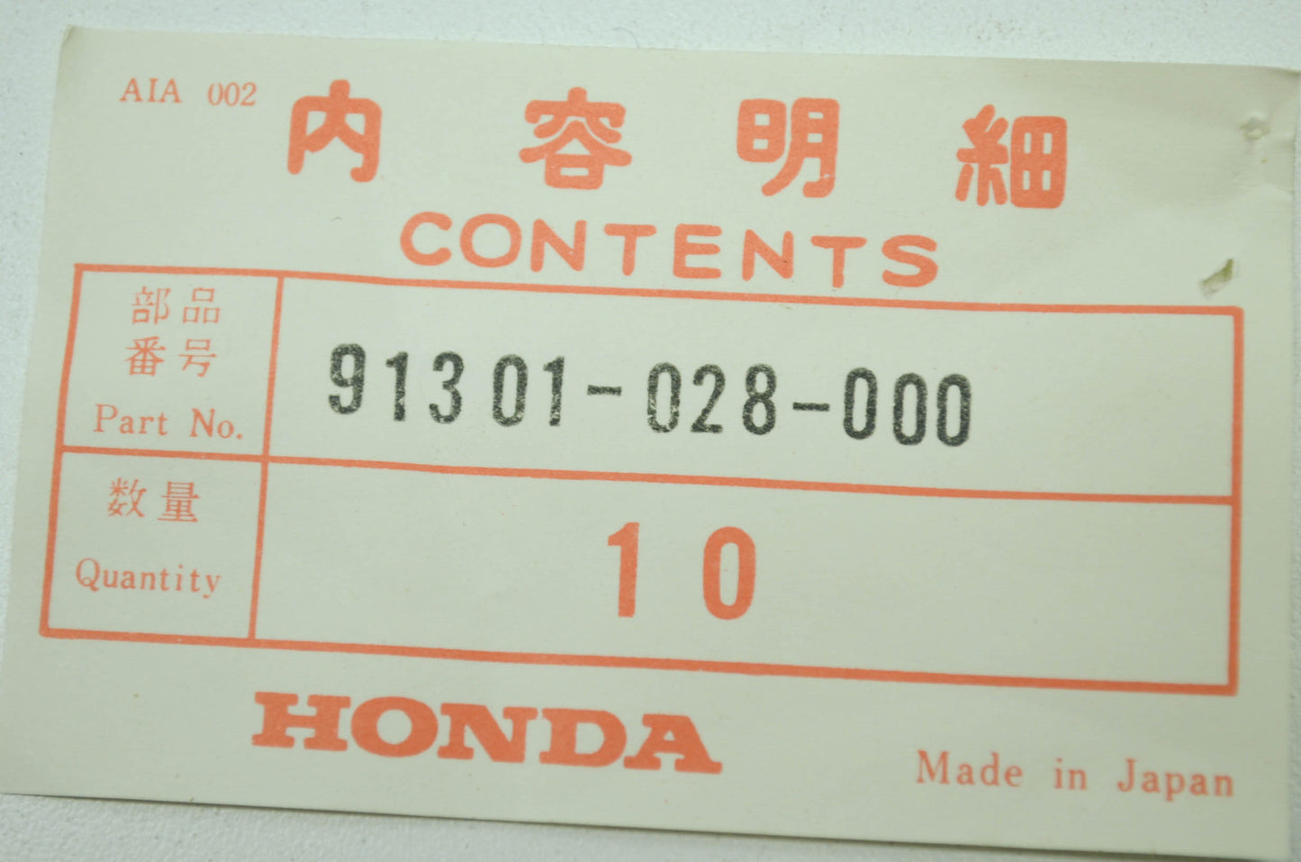 OEM Honda 91301-028-000 O-Ring (27X2.0) NOS