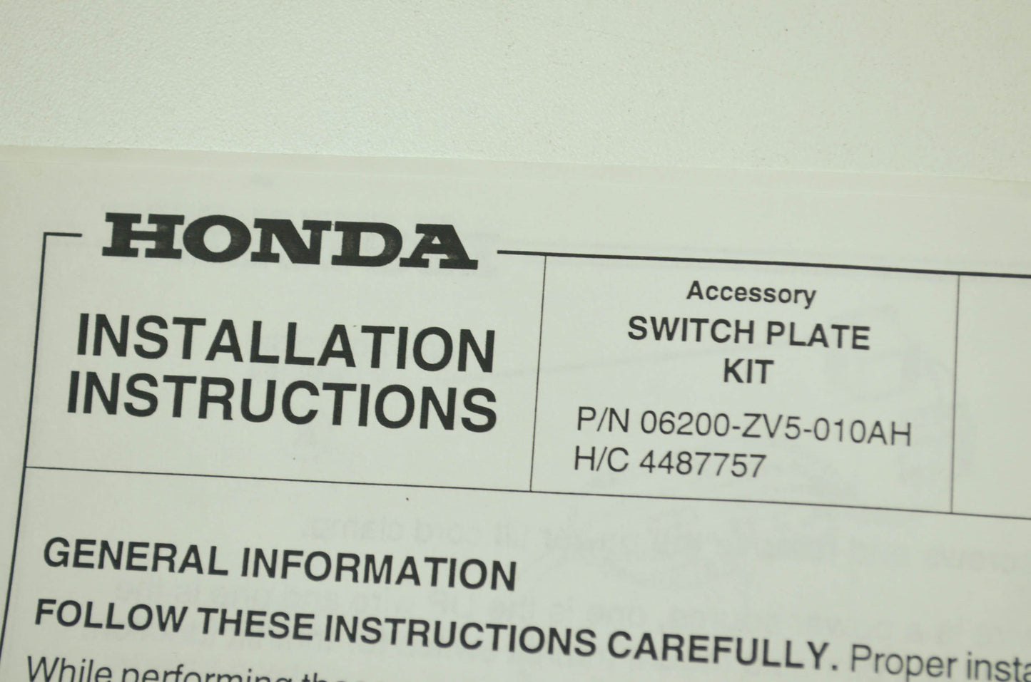 Switch Plate Kit NOS