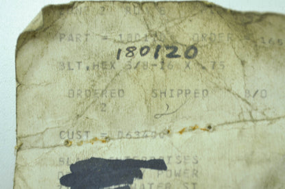 Bearing Bolts 1100 1200 Series Plow Tractor Qty 2 NOS