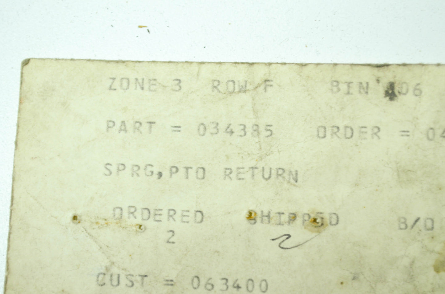 PTO Return Spring 0 NOS