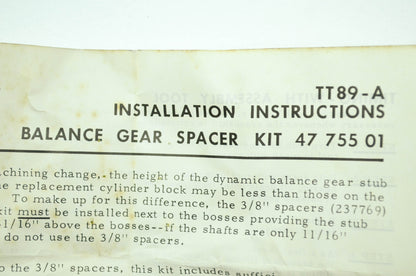 Kohler Balance Gear Spacer Kit NOS