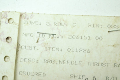 NEW Gravely Needle Bearing Thrust Race NOS 20615100