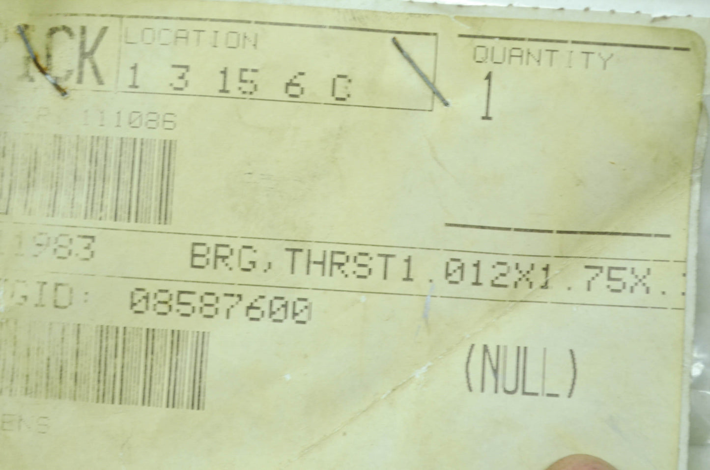 NEW Gravely Thrust Bearing NOS 08587600
