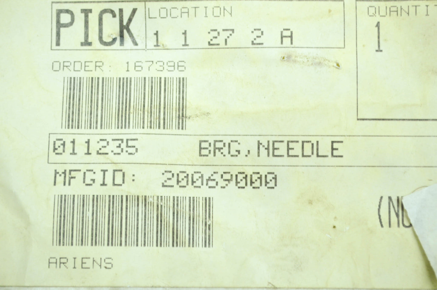 NEW Gravely Needle Bearing NOS 20069000