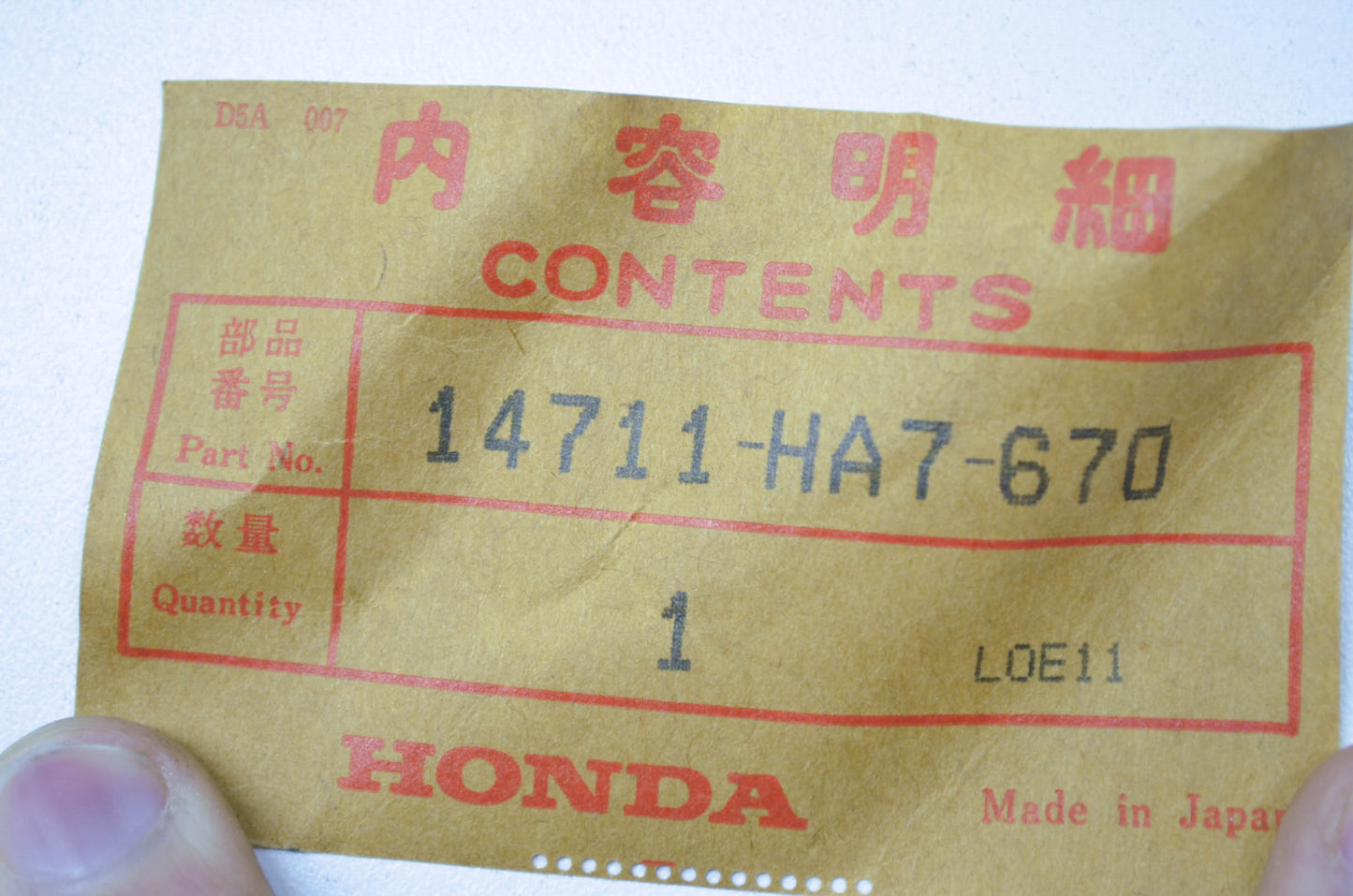OEM Honda 14711-HA7-670 Intake Valve NOS