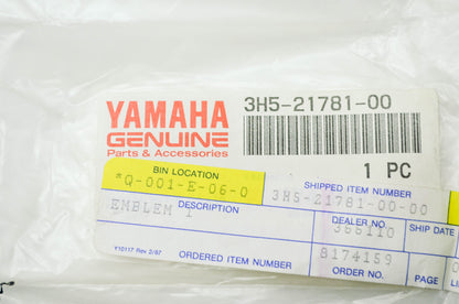 OEM Yamaha 3H5-21781-00-00 Emblem 1 NOS
