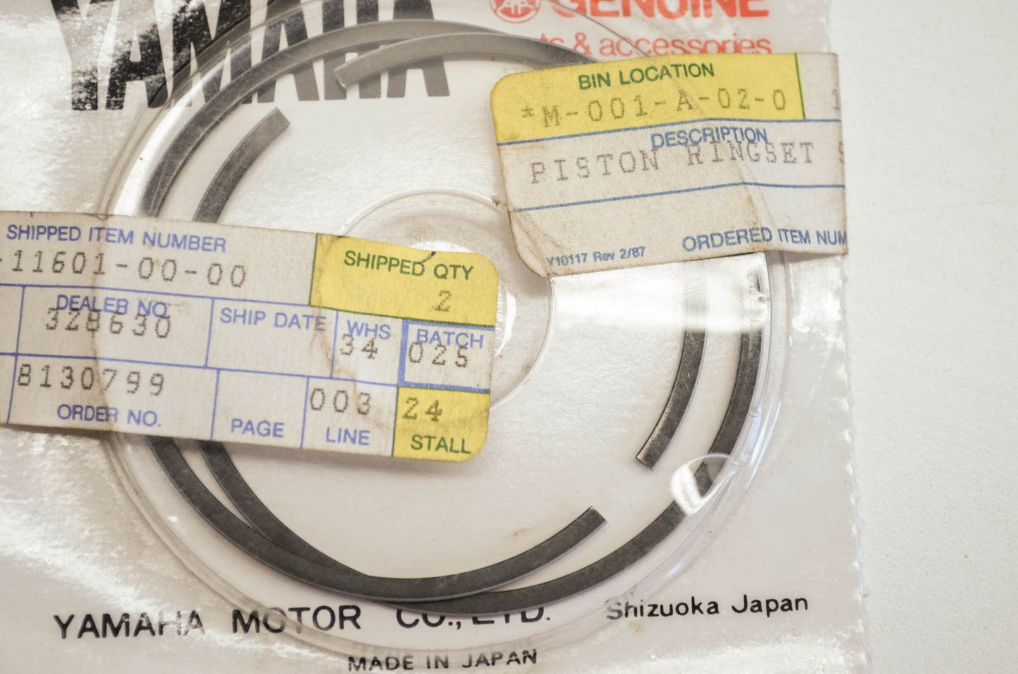 OEM Yamaha 1a1-11601-00-00 Piston Ring Set STD NOS