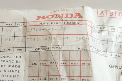 OEM Honda 33708-341-671 Tail Light Wire NOS