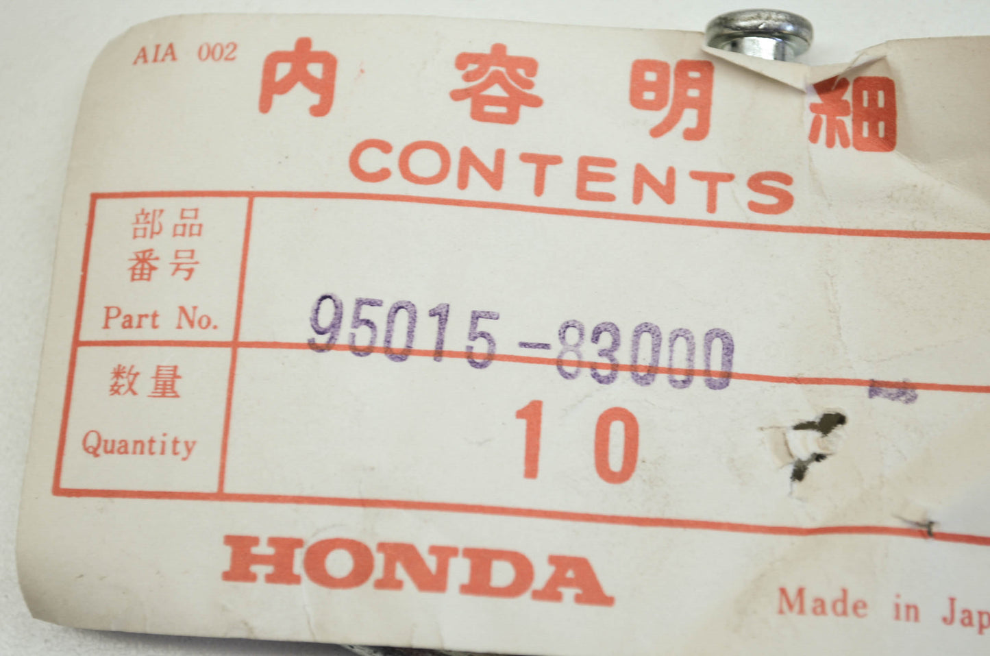 OEM Honda 95015-83000 Pillion Step Pin C NOS