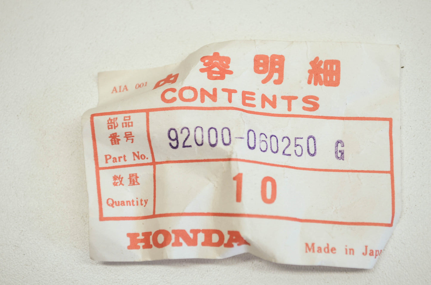 New OEM 10x Honda Hex Bolt 10 bolts in this lot NOS
