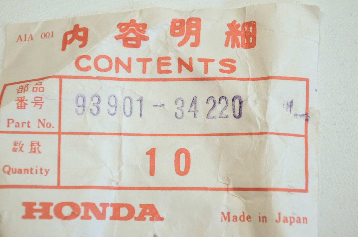 OEM Honda 93901-34220 Tap Screw (4X10) Qty 10 NOS