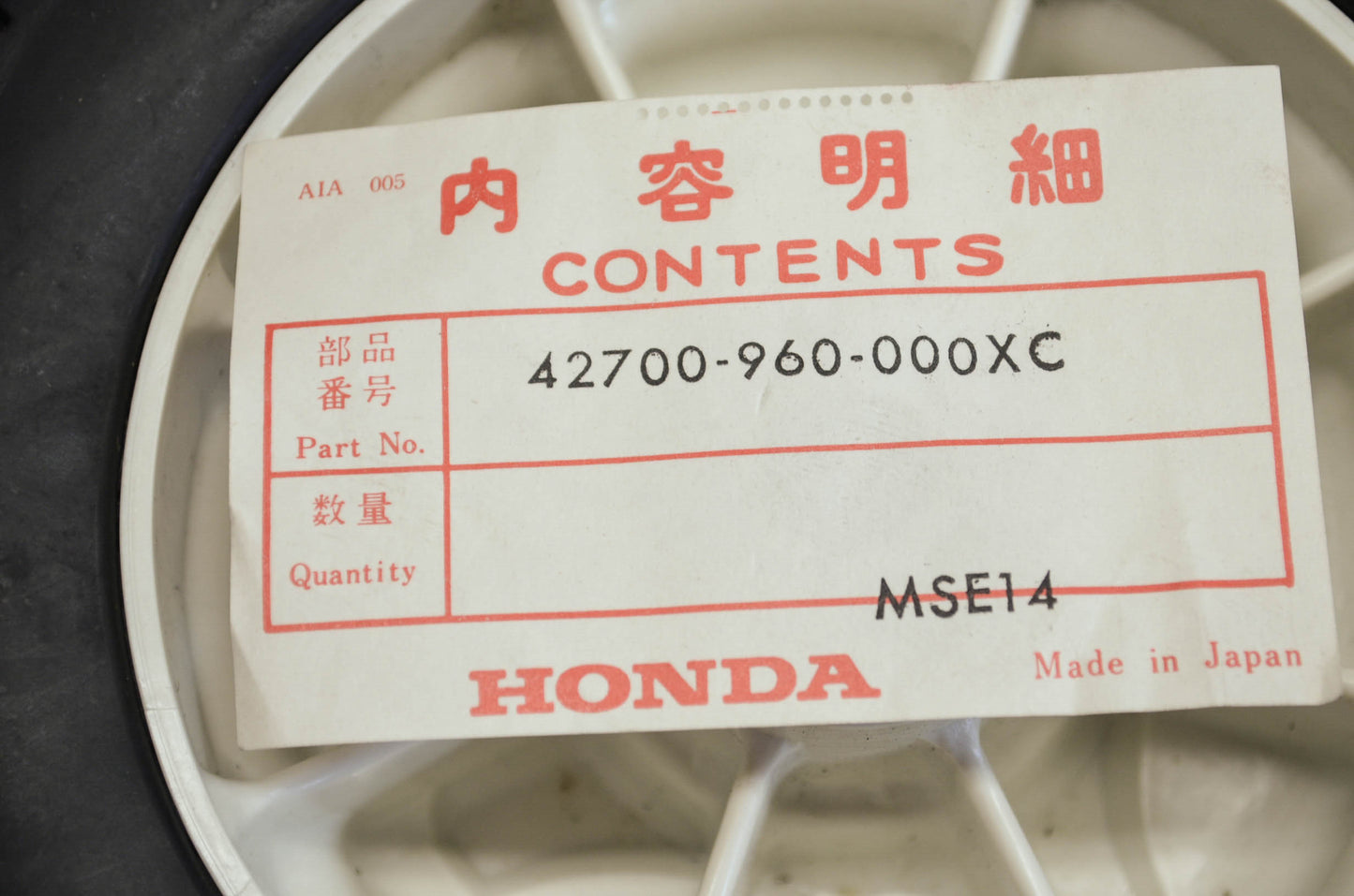 OEM Honda 42700-960-000xc Front Wheel Assembly NOS